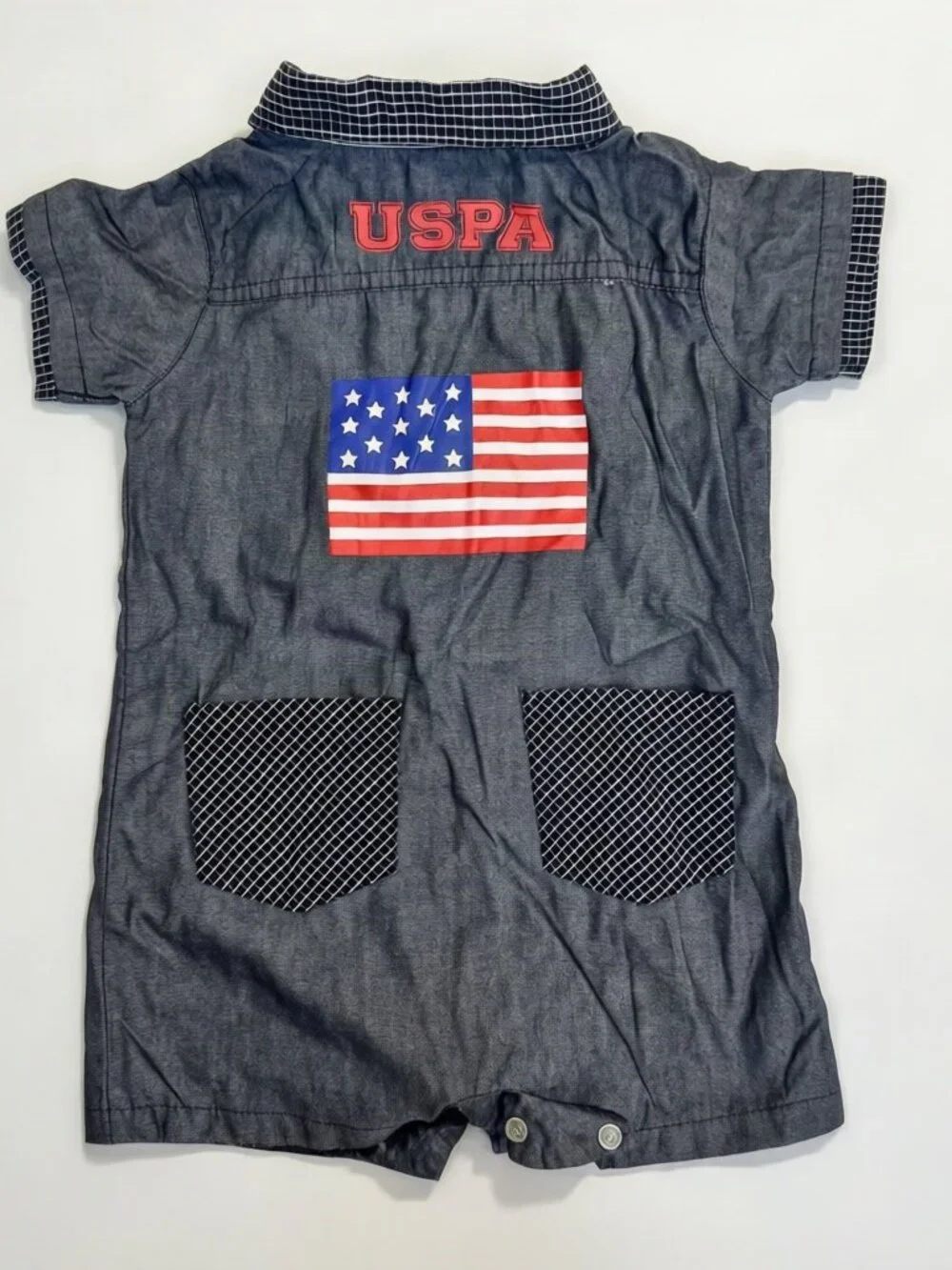 US Polo Assn Baby Chambray Romper Playsuit 6-9M